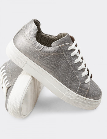 Hakiki Deri Gri Sneaker Kadın Ayakkabı - Z1681ZGRIC09