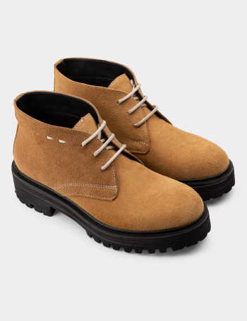 Hakiki Süet Bej Kadın Bot - 01847ZBEJE03