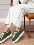 Hakiki Süet Yeşil Sneaker Kadın Ayakkabı
