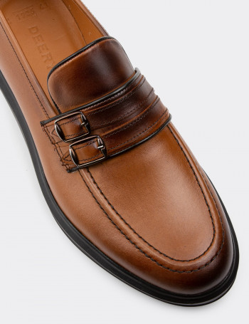Hakiki Deri Taba Rengi Comfort Erkek Loafer - 01925MTBAP01