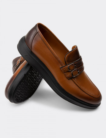 Hakiki Deri Taba Rengi Comfort Erkek Loafer - 01925MTBAP01