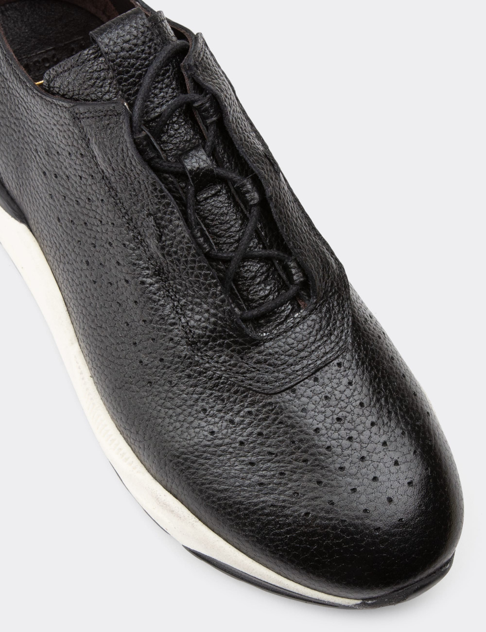 Hakiki Deri Siyah Sneaker Erkek Ayakkabı - 01904MSYHE01