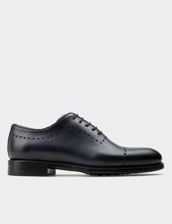 Hakiki Deri Lacivert Klasik Erkek Ayakkabı - 00491MLCVC02