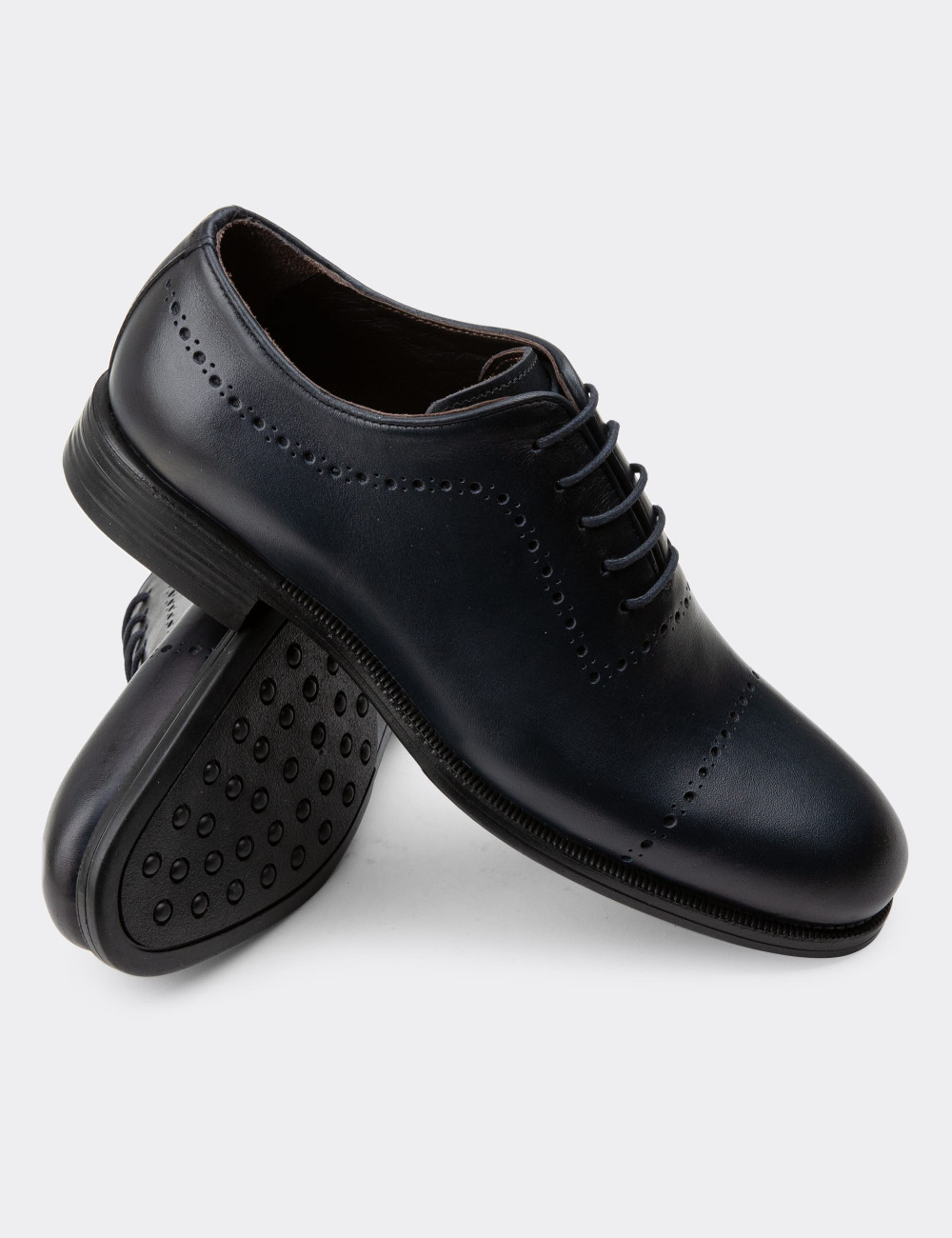 Hakiki Deri Lacivert Klasik Erkek Ayakkabı - 00491MLCVC02