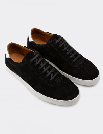Hakiki Süet Siyah Sneaker Erkek Ayakkabı - 01885MSYHC01