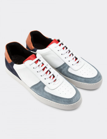Hakiki Deri Beyaz Sneaker Erkek Ayakkabı - 01880MBYZC01