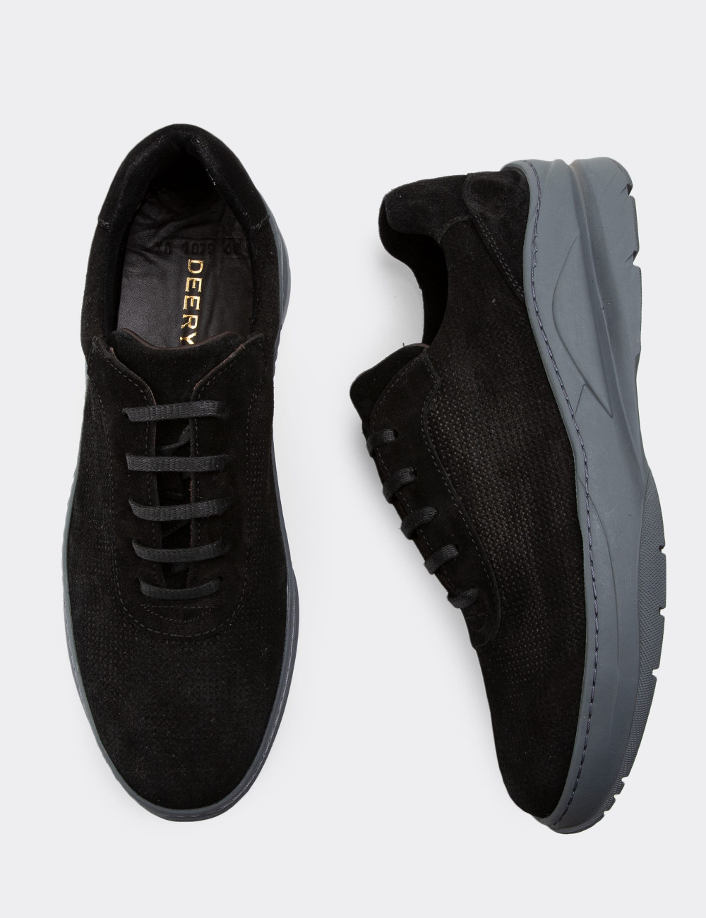 Hakiki Süet Siyah Sneaker Erkek Ayakkabı - 01879MSYHC02