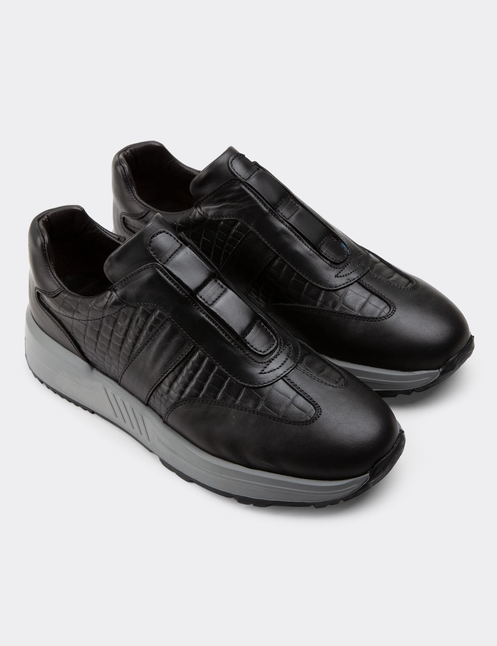 Hakiki Deri Siyah Sneaker Erkek Ayakkabı - 01891MSYHE01