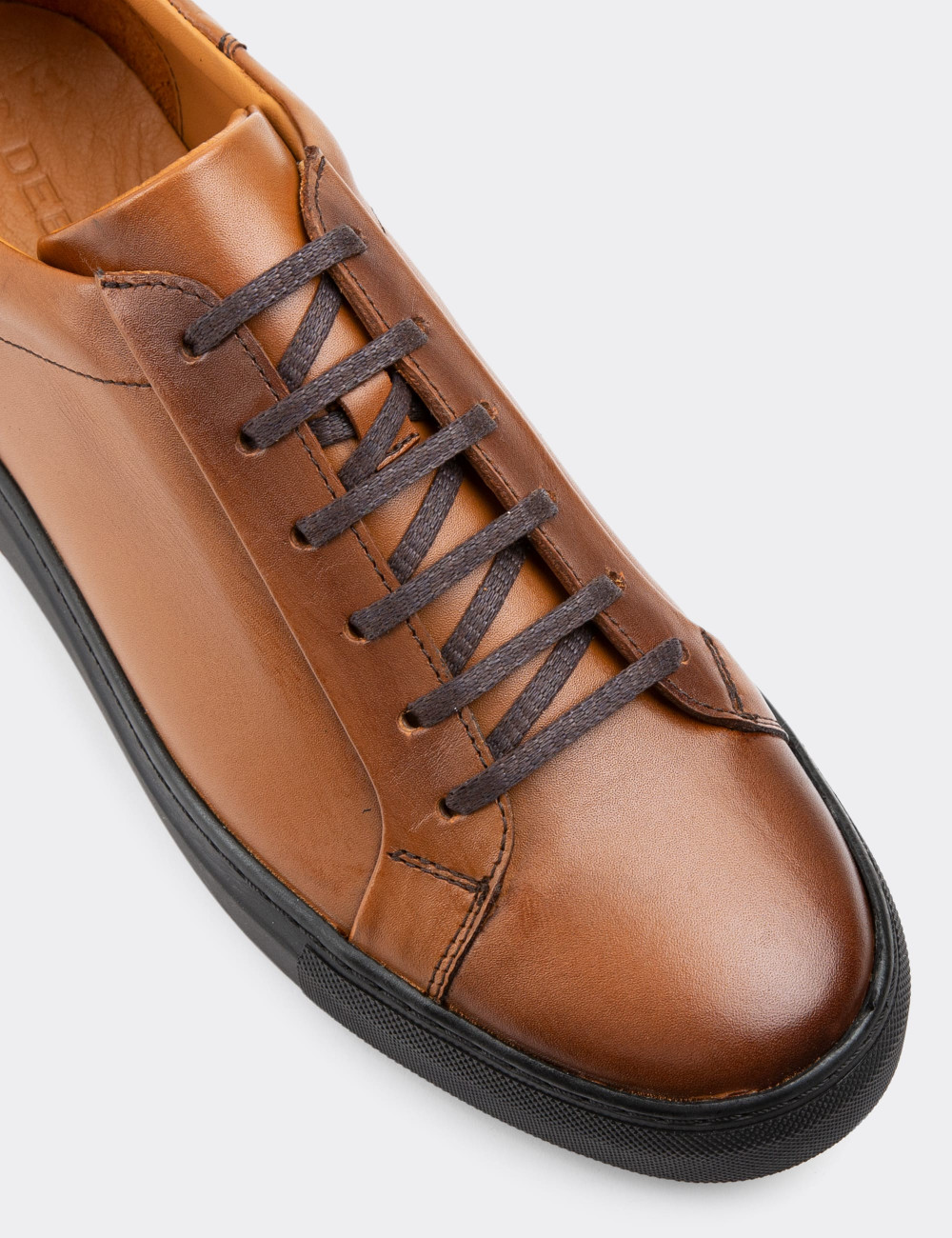 Hakiki Deri Taba Rengi Sneaker Erkek Ayakkabı - 01829MTBAC02