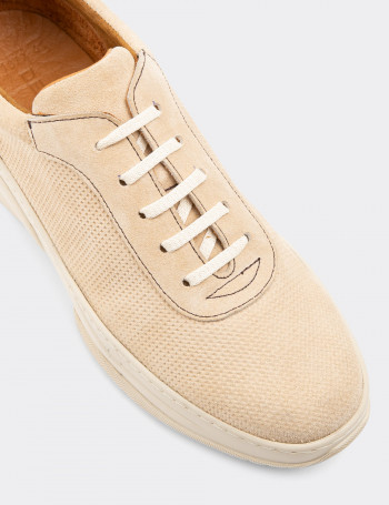 Hakiki Süet Bej Sneaker Erkek Ayakkabı - 01879MBEJC03