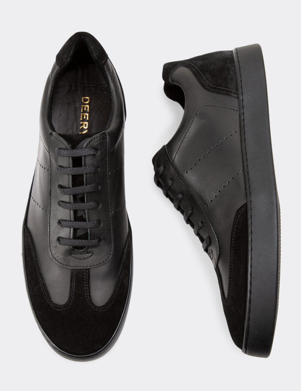 Hakiki Deri Siyah Sneaker Erkek Ayakkabı - 01881MSYHC01