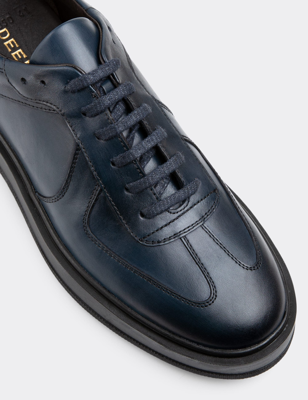 Hakiki Deri Lacivert Sneaker Erkek Ayakkabı - 01850MLCVP01