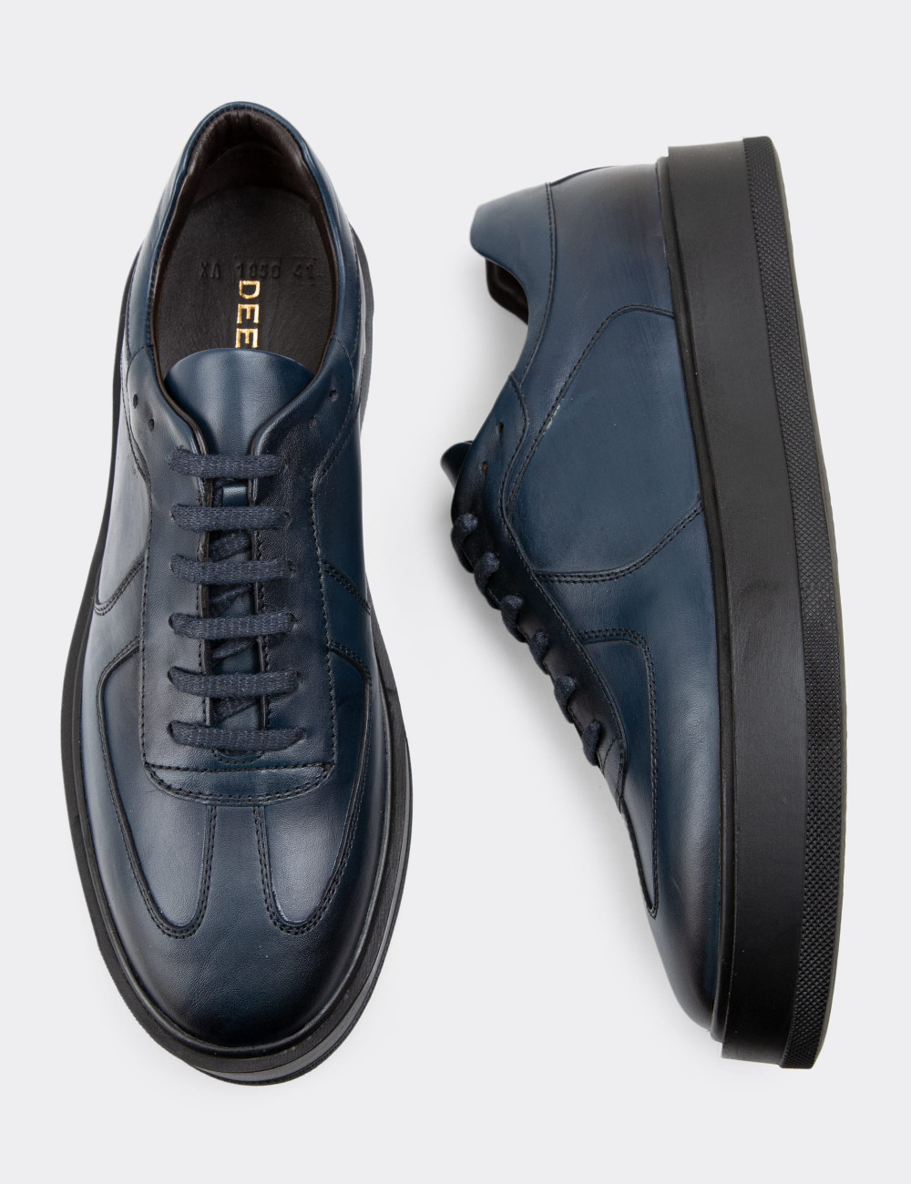 Hakiki Deri Lacivert Sneaker Erkek Ayakkabı - 01850MLCVP01
