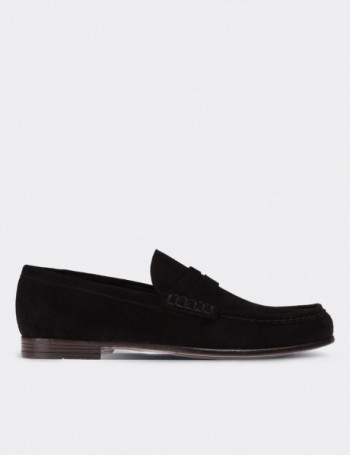 Hakiki Deri Siyah Loafer Erkek Ayakkabı - 01510MSYHC01