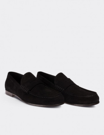 Hakiki Deri Siyah Loafer Erkek Ayakkabı - 01510MSYHC01