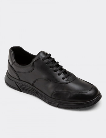 Hakiki Deri Siyah Günlük Erkek Ayakkabı - 01871MSYHC01
