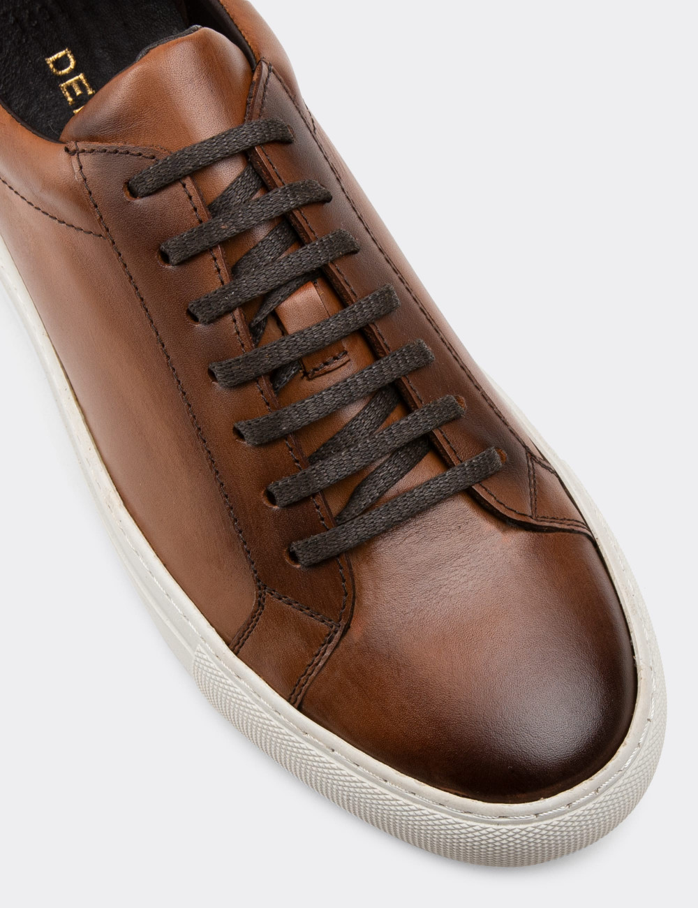 Hakiki Deri Taba Rengi Sneaker Erkek Ayakkabı - 01681MTBAC03