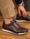 Hakiki Deri Kahverengi Sneaker Erkek Ayakkabı
