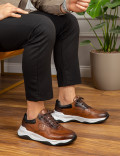 Hakiki Deri Taba Rengi Sneaker Erkek Ayakkabı
