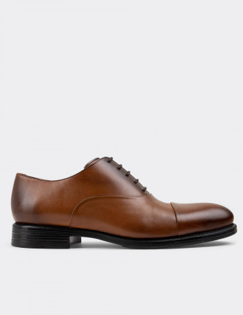 Hakiki Deri Taba Rengi Klasik Erkek Oxford Ayakkabı