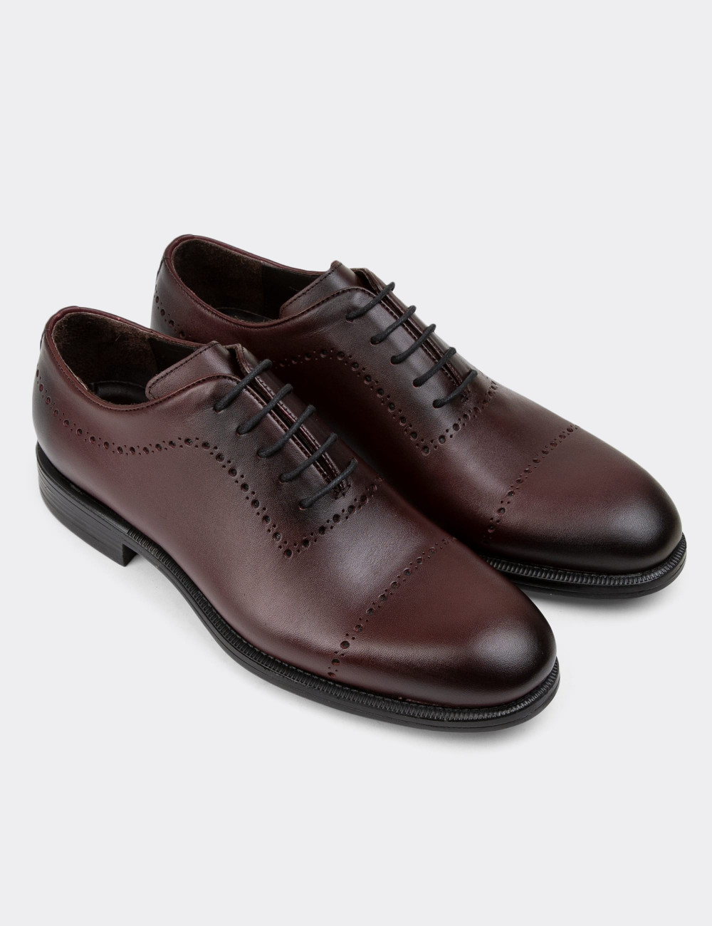 Hakiki Deri Bordo Klasik Erkek Ayakkabı - 00491MBRDC01