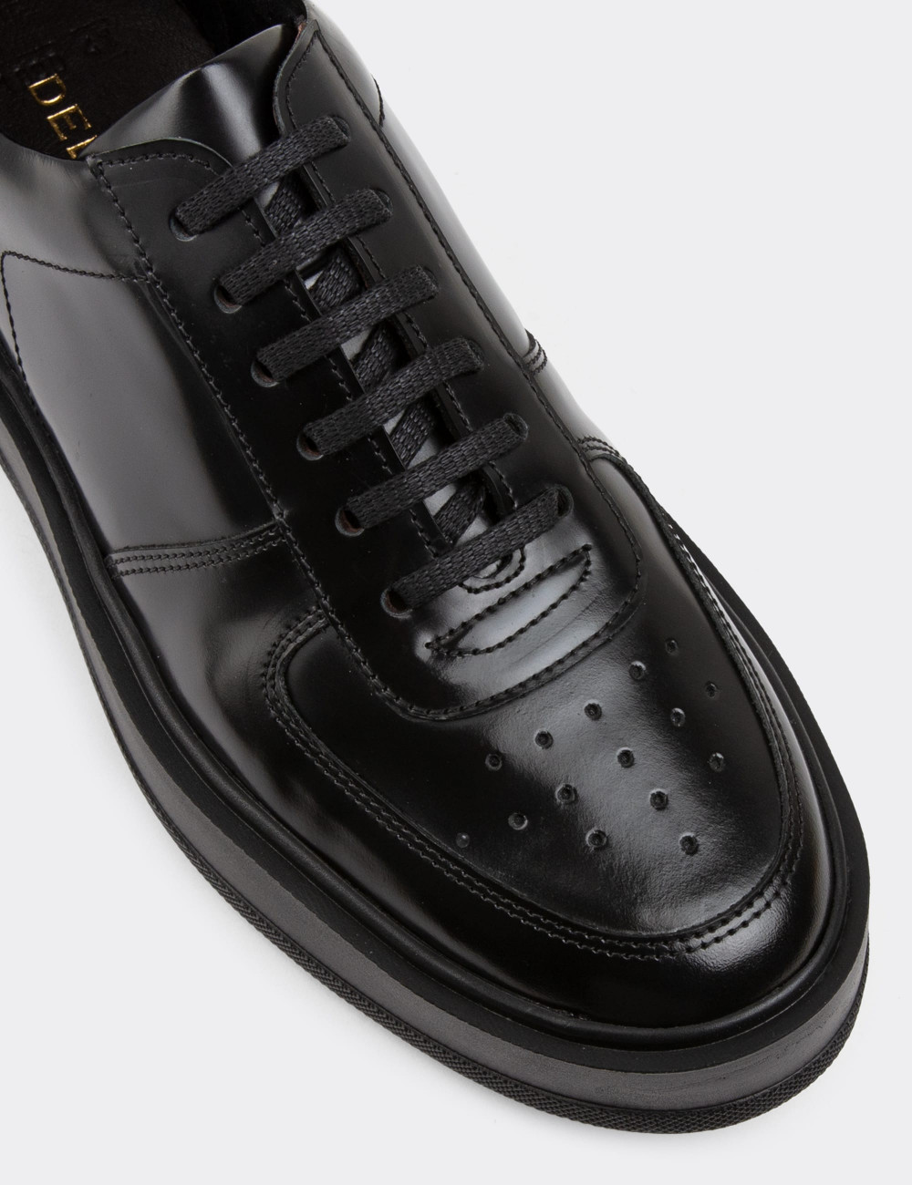 Hakiki Deri Siyah Sneaker Erkek Ayakkabı - 01880MSYHP03