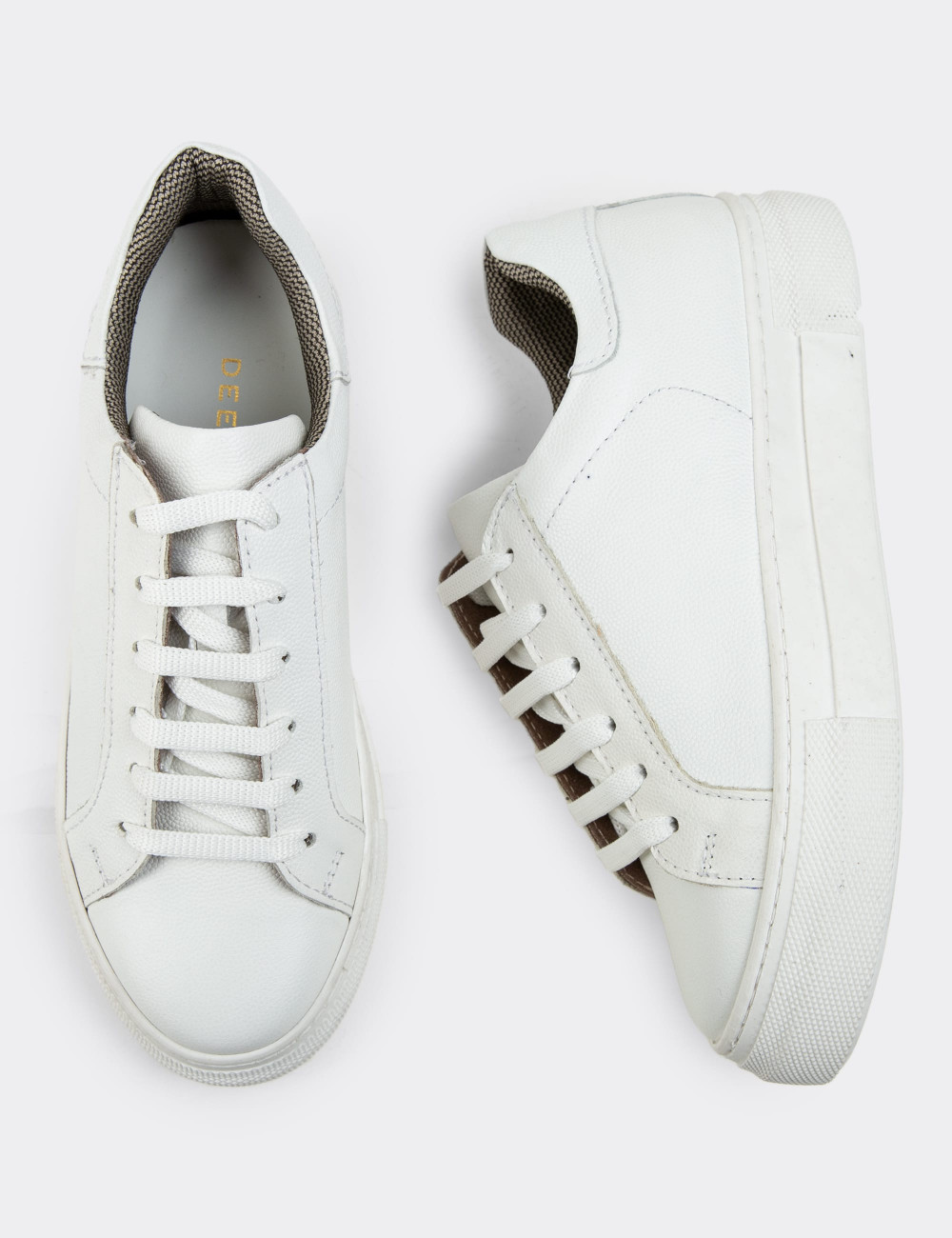 Hakiki Deri Beyaz Sneaker Kadın Ayakkabı - Z1681ZBYZC07