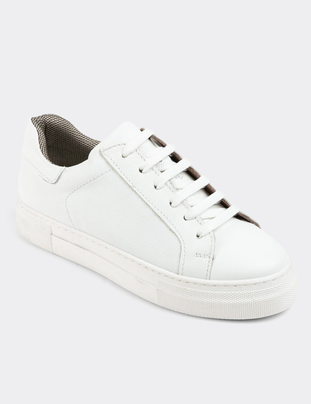 Hakiki Deri Beyaz Sneaker Kadın Ayakkabı - Z1681ZBYZC07
