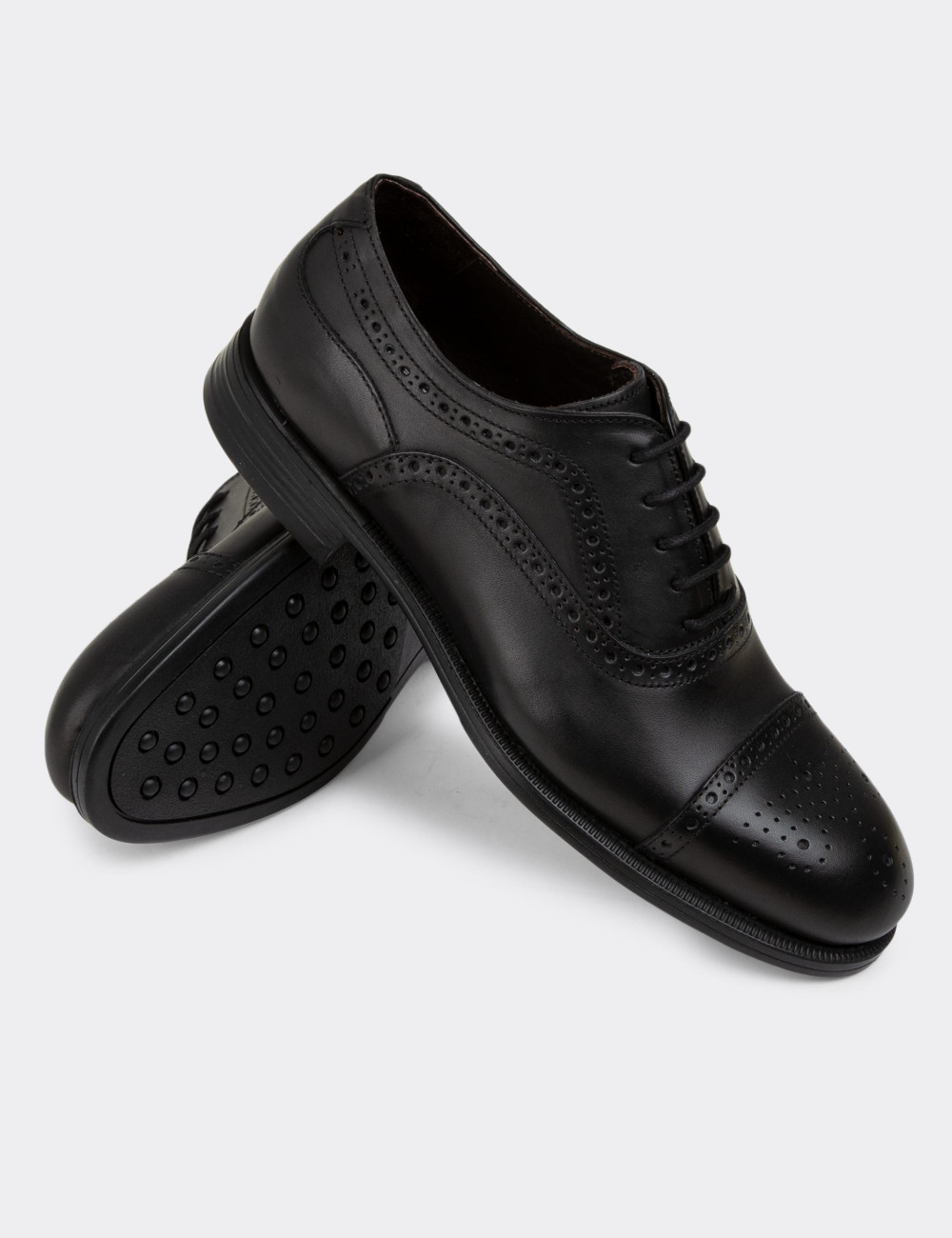 Hakiki Deri Siyah Klasik Erkek Ayakkabı - 01813MSYHC03