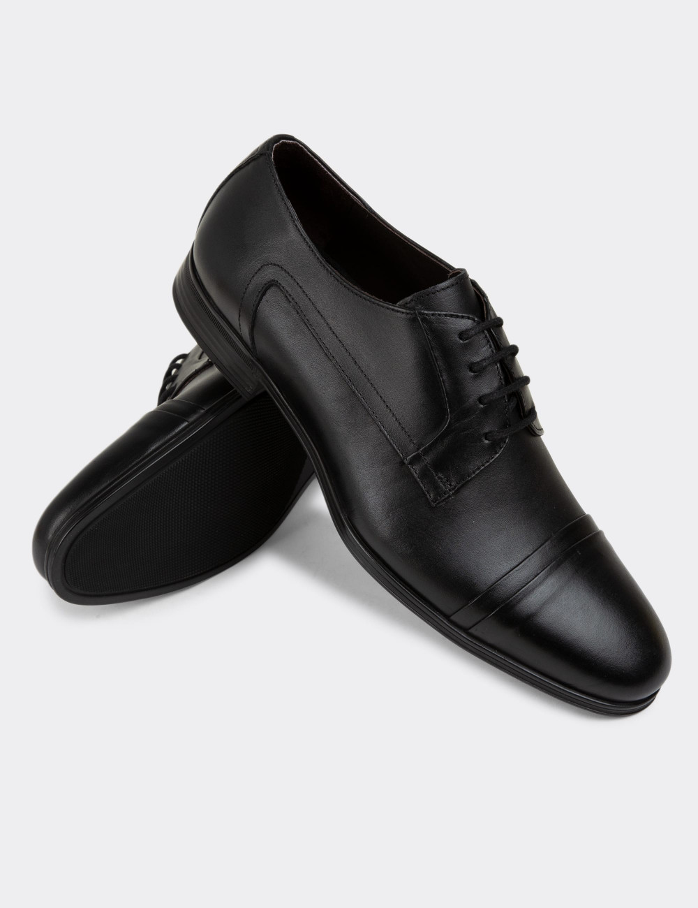 Hakiki Deri Siyah Klasik Erkek Ayakkabı - 01943MSYHC01