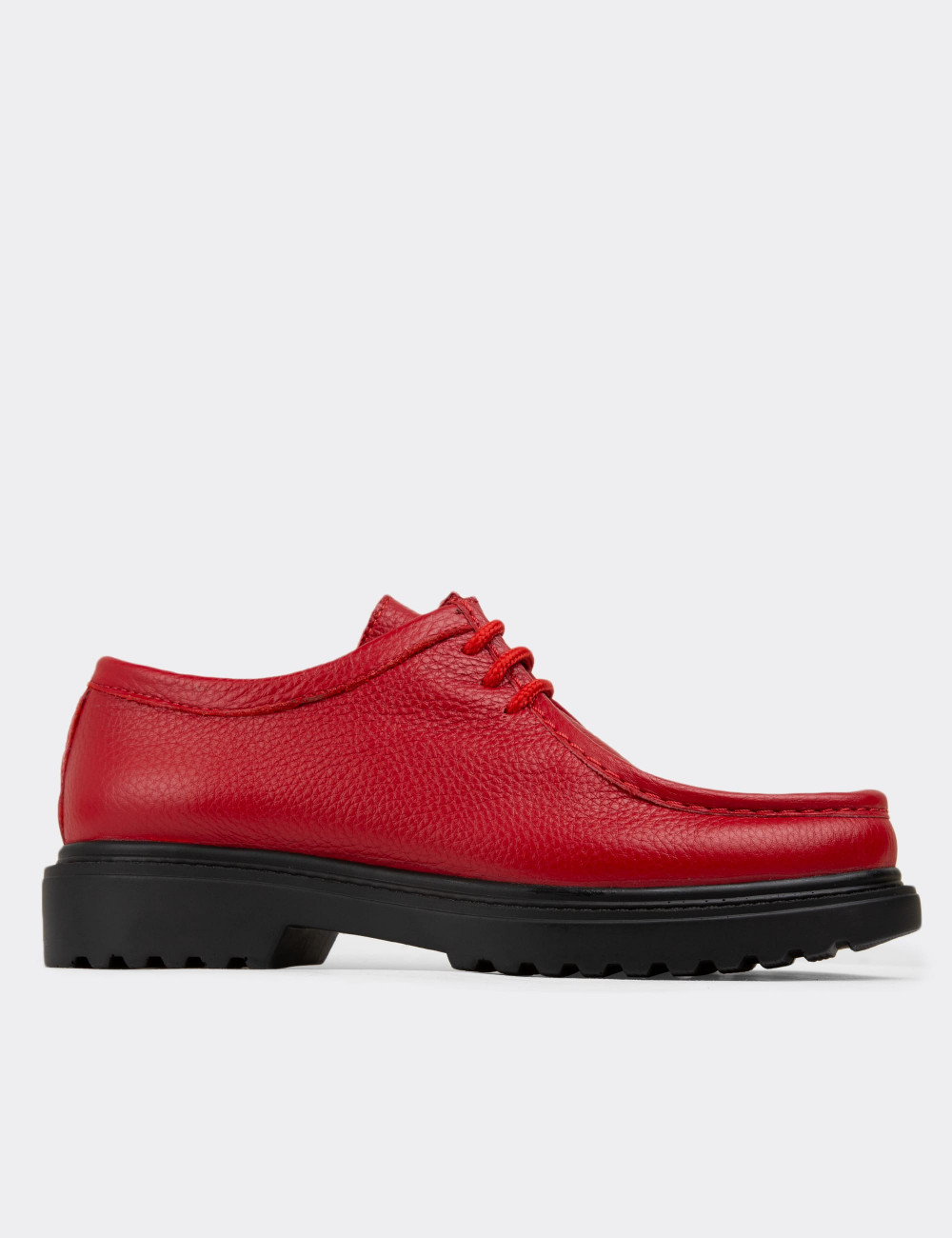 Hakiki Deri Kırmızı Günlük Kadın Ayakkabı - 01935ZKRMC01