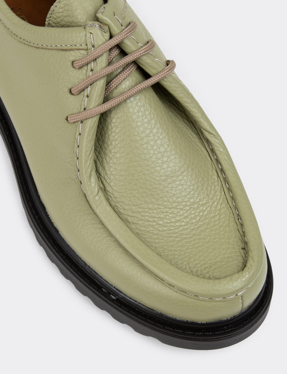 Hakiki Deri Yeşil Günlük Kadın Ayakkabı - 01935ZYSLC01