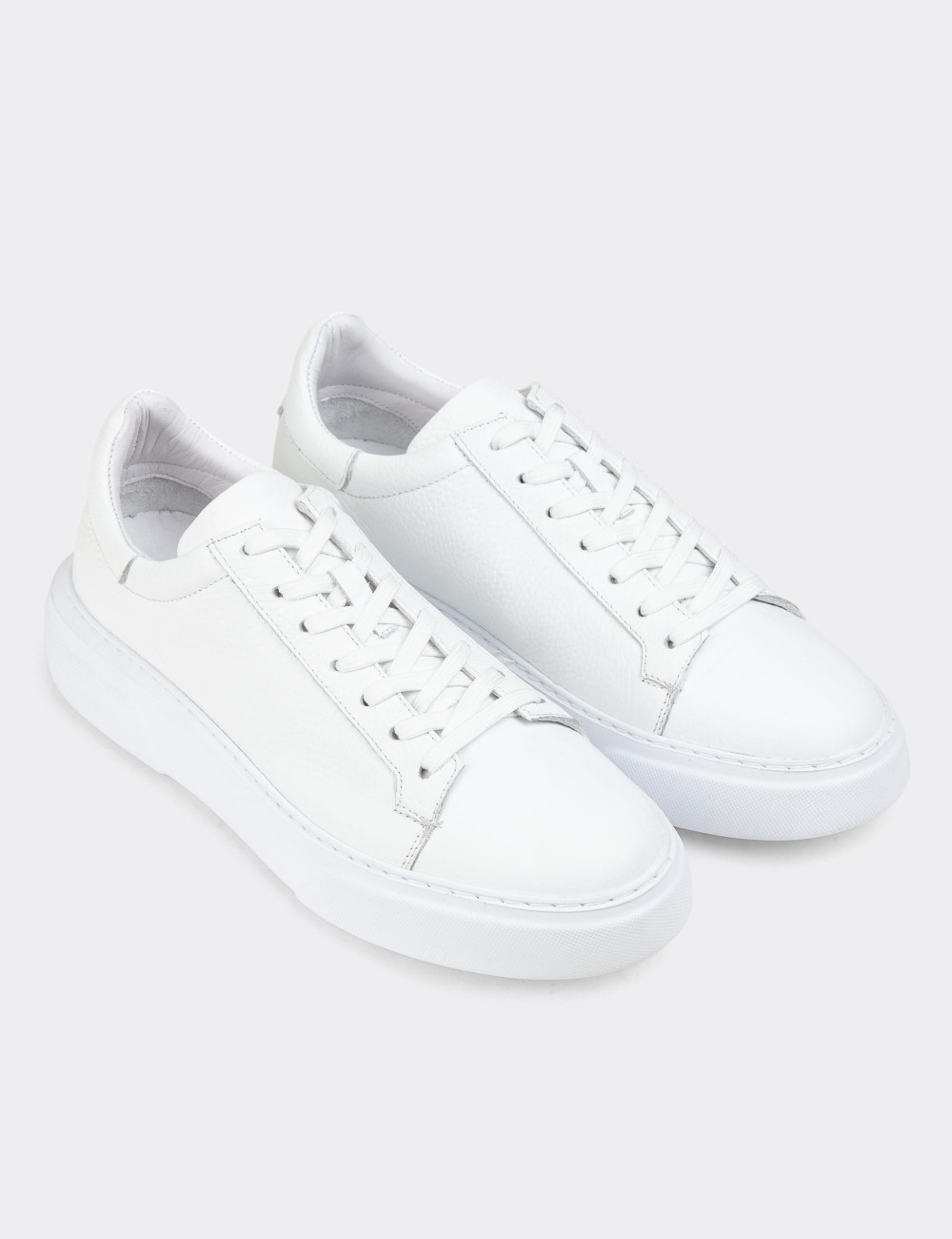 Hakiki Deri Beyaz Sneaker Erkek Ayakkabı - M2501MBYZP01