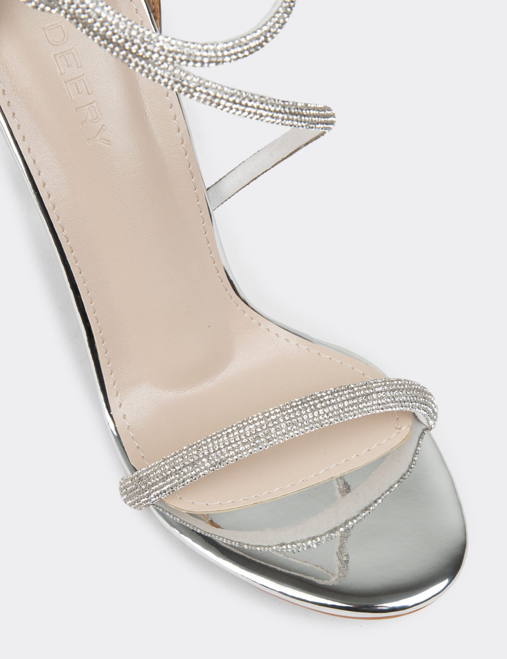 Gümüş Rengi Taşlı Abiye Kadın Ayakkabı - CN763ZGMSM01