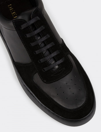 Hakiki Deri Siyah Sneaker Erkek Ayakkabı - 01860MSYHC02