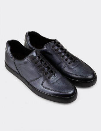 Hakiki Deri Antrasit Sneaker Erkek Ayakkabı - 01880MANTC01