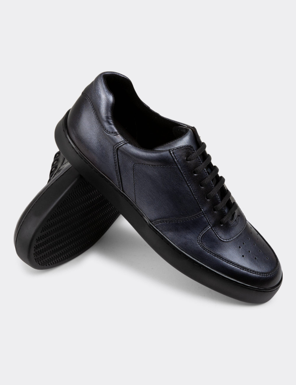 Hakiki Deri Antrasit Sneaker Erkek Ayakkabı - 01880MANTC01