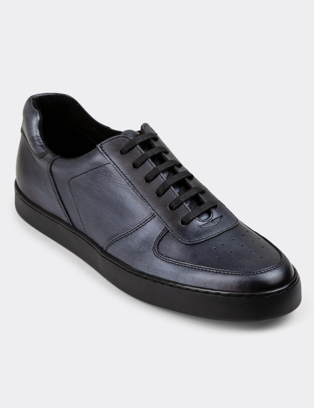 Hakiki Deri Antrasit Sneaker Erkek Ayakkabı - 01880MANTC01