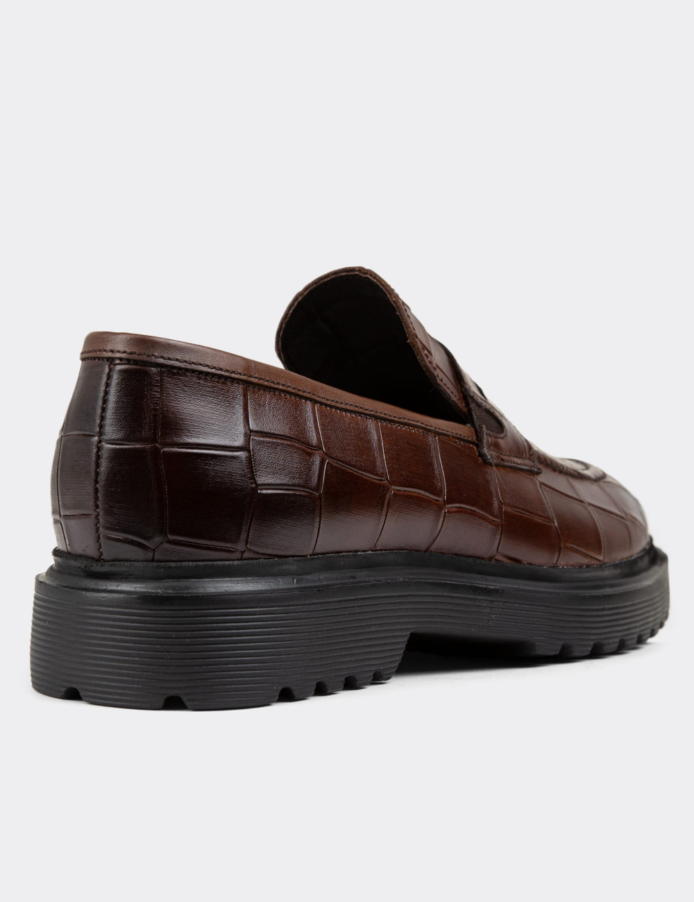 Hakiki Deri Kahverengi Loafer Erkek Ayakkabı - 01878MKHVE01