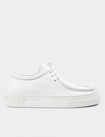Hakiki Deri Beyaz Kadın Sneaker - Z1682ZBYZC01