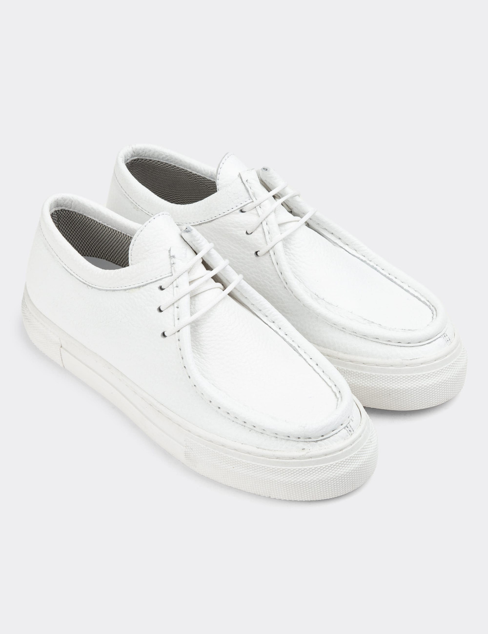 Hakiki Deri Beyaz Kadın Sneaker - Z1682ZBYZC01