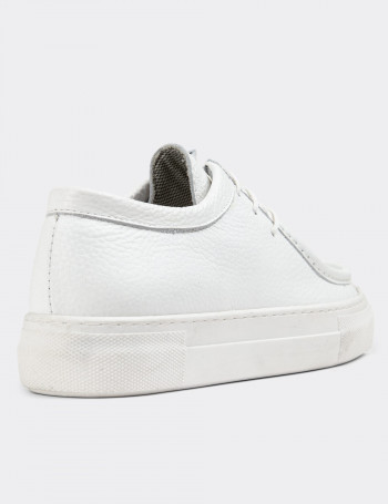 Hakiki Deri Beyaz Kadın Sneaker - Z1682ZBYZC01