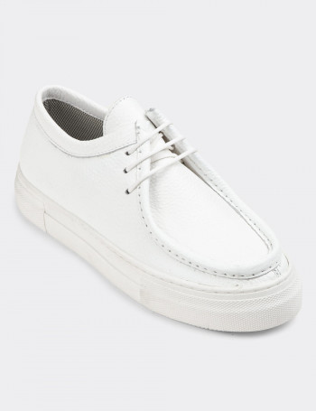 Hakiki Deri Beyaz Kadın Sneaker - Z1682ZBYZC01