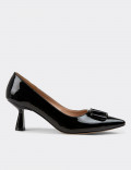 Siyah Rugan Topuklu Kadın Ayakkabı