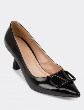 Siyah Rugan Topuklu Kadın Ayakkabı - CN100ZSYHM01