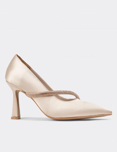 Deery Topuklu Deery Abiye Bej Kadın Ayakkabı