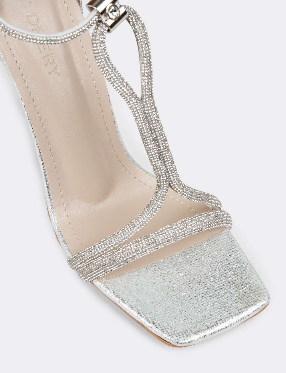 Gümüş Rengi Abiye Topuklu Kadın Ayakkabı - CN758ZGMSM01