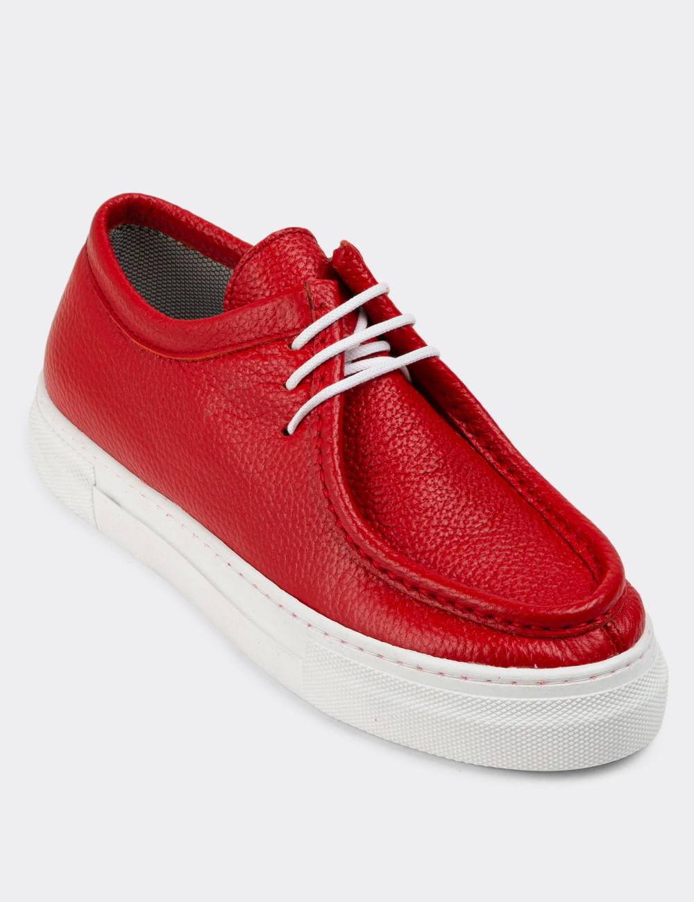 Hakiki Deri Kırmızı Kadın Sneaker - Z1682ZKRMC01