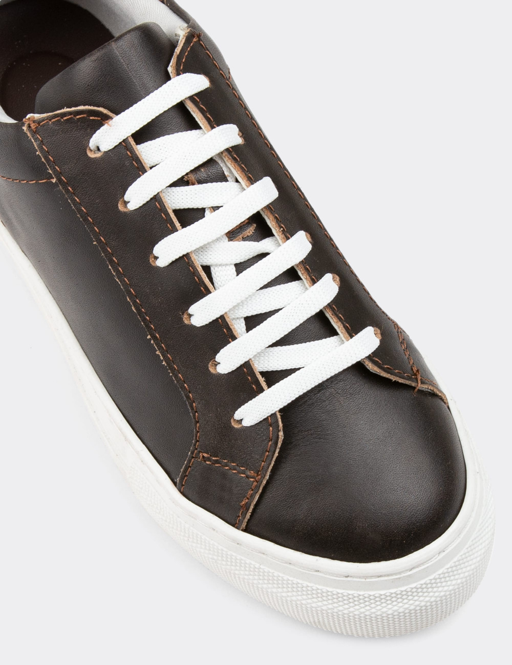 Hakiki Deri Kahverengi Sneaker Kadın Ayakkabı - Z1681ZKHVC33