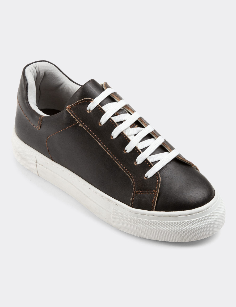 Hakiki Deri Kahverengi Sneaker Kadın Ayakkabı - Z1681ZKHVC33